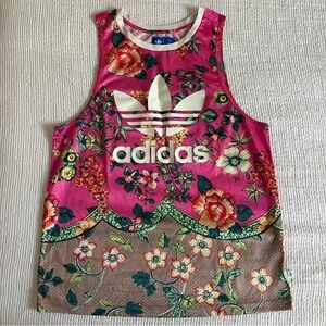 Adidas + Farm Rio Pink Floral Mesh Tank
